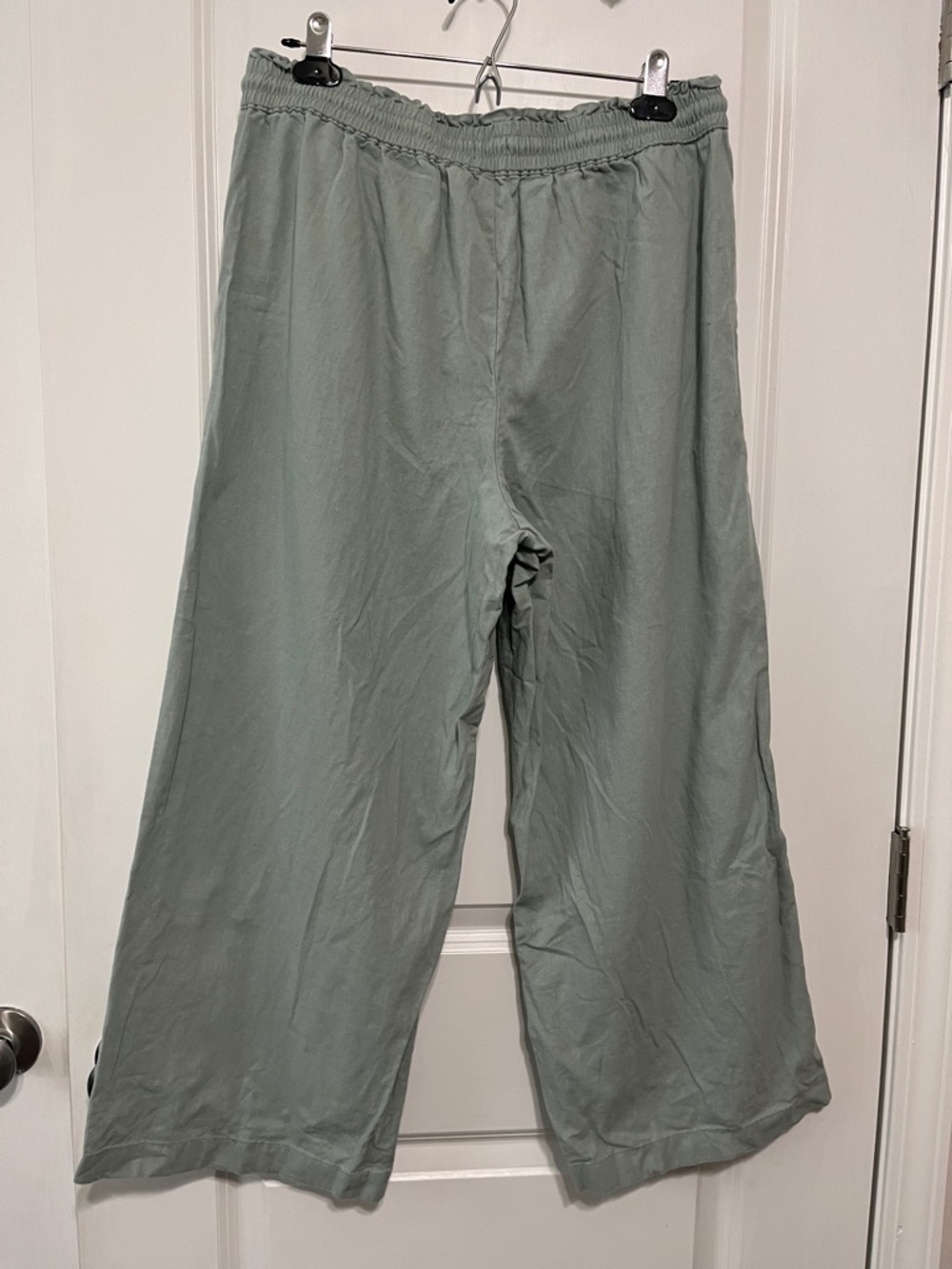 J. Crew Factory Linen Cotton Blend Wide Leg Paper Bag Trousers Sz 12 - Picture 4 of 7